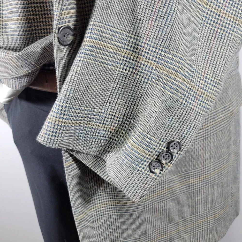 Brooks‎ Brothers Men's Sport Coat Blazer Two Button Multi-color Houndstooth 46L